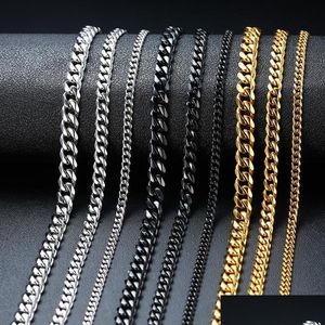 Chaîne Mode Hip Hop 3/5/7 / Mm Large Curb Cubain Lien Bracelets Pour Hommes Femmes Bijoux Anti Allergie Bracelet En Acier Inoxydable Cadeaux Drop Dhlca