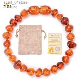 Chaîne de mode Bracelet en ambre naturel assemblé à la main véritable ambre de la Baltique bracelets de dentition bijoux certifiés cadeau pour bébé adultes L231115