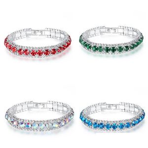 Chaîne Fashion Sparkling Round Crystal Bracelet pour femmes Sier Plaqué Chaîne Bijoux Fête De Mariage Fête Des Mères Cadeau Drop Deli Dhgarden Dhfkv