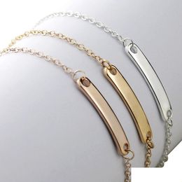 Ketting Mode Roestvrij Stalen Armband Goud Kan Aangepaste Naam Id Initial Charm Armbanden Blank Bar Voor Vrouwen Personaliseren Jewe Dhgarden Dhitg