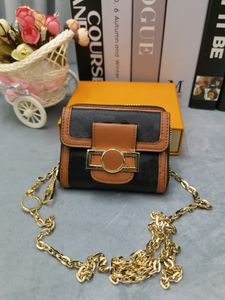 Porte-monnaie en cuir PU pour femmes, chaîne à la mode, portefeuille simple à fermeture éclair, long classique, avec boîte orange, carte