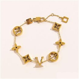 Cadena de moda pulseras clásicas mujeres brazalete 7 unids accesorios oro sier acero inoxidable 4 / hoja trébol flor amantes regalo pulsera dhh2h