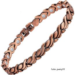 Chaîne Feraco Copper Bracelet Femme à 99,99% Bracelet magnétique en cuivre pur Bracelet Unique en forme de bijoux magnétique en forme de X en forme de X (queue de poisson)