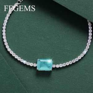 Chaîne FFGEMS Paraiba Tourmaline Emerald Gemstone Diamonds Bangle Charm Tennis Bracelets argent or couleur Fine Jewelry Wholesale box 230509