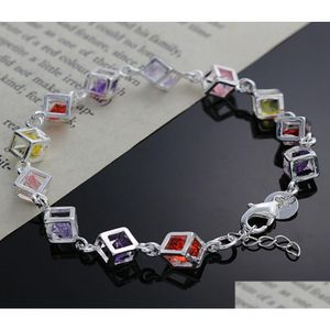 Chaîne Fine 925 Sterling Sier Bracelet Pour Femmes Menfashion Rouge Charme Cristal 8 pouces Italie Nouvelle Arrivée Drop Livraison Bijoux Bracelets Dhemb