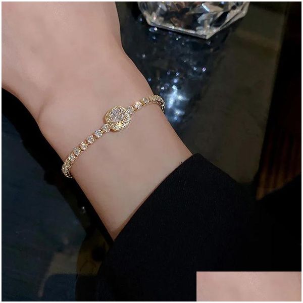 Chaîne FL de strass Bracelet d'or réglable 14K pour femmes 2024 Nouveau bracelets de bijoux de zircon carré de trans