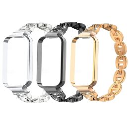 Keten voor Xiaomi Redmi Band 2 Smart Band Metal Watchband Diamond Bracelet + Cover voor Redmi Smart Band Pro Strap Case Protector Correa