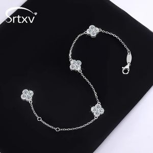 Chaîne Full D Couleur Bracelets pour femme 2 4CTTW S925 Sterling Sliver Bracelets chanceux Mariage Fête d'anniversaire Cadeaux de Noël Bijoux 231205