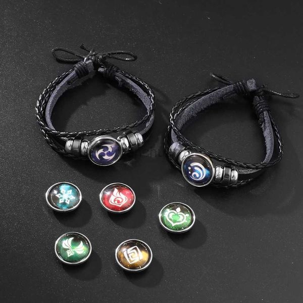 Chaîne Genshin Impact Time Element Gem Bracelet Cowboy Woven Corde Animation Game Shenzhiyan Glass Chain Fluorescent Bracelet 240325