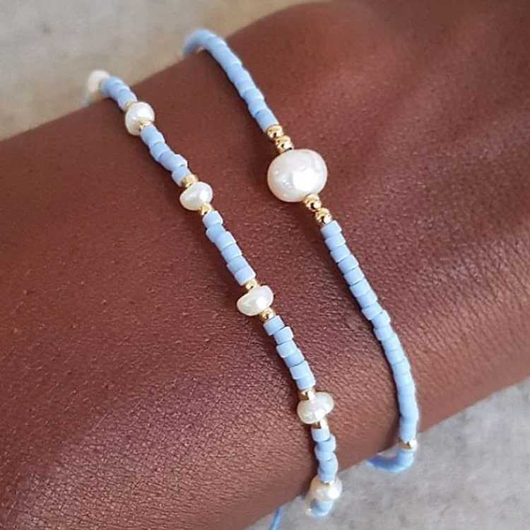 سلسلة سوار حبة اللؤلؤ GO2BOHO مناسبة للنساء BOHO BOHEMIA Jewelry Glass Beads مصنوعة يدويًا سوار صغير قابل للتعديل 2023 جديد Q240401