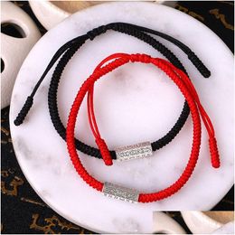 Bracelet en corde rouge tissé à la main, chaîne avec nœud en diamant à Six caractères, Festival des bateaux-dragons, livraison directe à la main, Otnh6