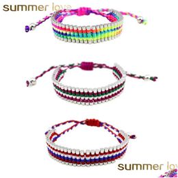 Chaîne à la main Boho Style Corde Noeud Bracelet Pour Femmes Ethnique Taille Ajustable Colorf Tressé Bijoux À La Mode En Gros Drop Dhgarden Dhpud