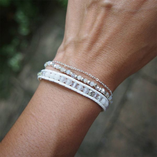 Chaîne fait à la main bricolage mixte cristal pierre perlée Wrap Bracelet avec chaîne pour femmes goutte 230606