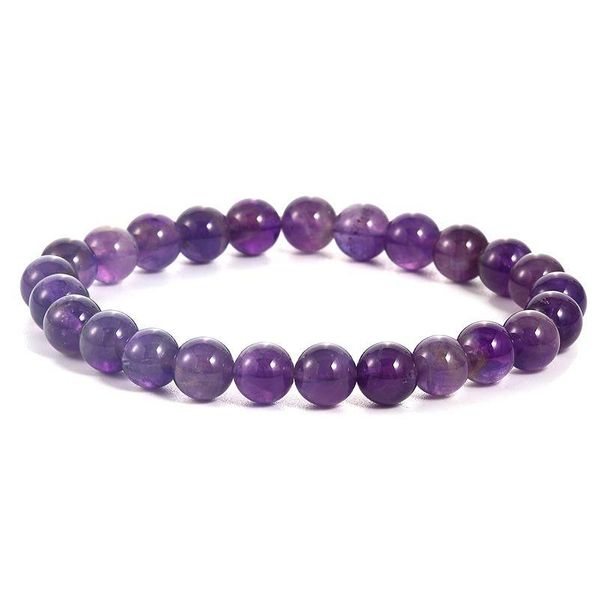 Chaîne À La Main Gem Pierre Semi Précieuse 8Mm Perles Rondes Stretch Bracelets Pour Femmes Hommes Naturel Améthyste Bijoux En Gros Drop Del Dhfkq