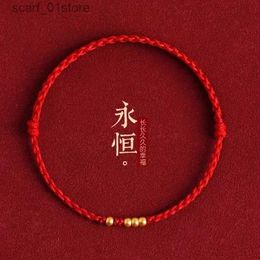 Ketting Handgemaakte Gelukkige Paar Armbanden Rode Draad Chinese Dierenriem Jaar Charm AccessoiresL231115