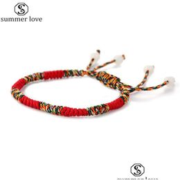 Handgemaakte Red Rope Bangle Lucky armbanden voor vrouwen Cord String Lijn Braam Bracelet Paar Lover Valentines Day Gift Je Dhgarden Dhokf