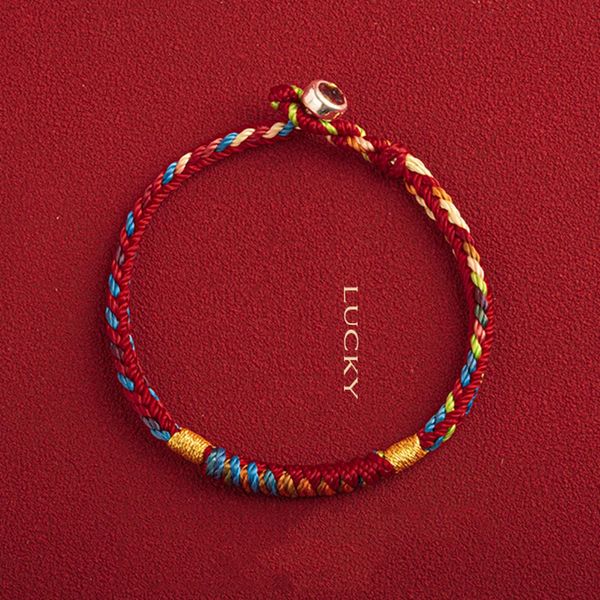 Chaîne Bracelet tibétain fait à la main, fil coloré, porte-bonheur, corde, bracelets pour femmes et hommes, nœuds rouges, 231124