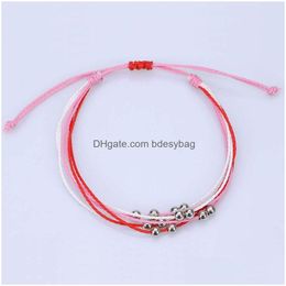 Chaîne à la main tissée tressée corde perlée bracelets de charme pour femmes hommes amoureux couleur unie plage amitié bijoux drop livraison bijou dhfzs