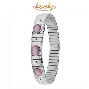 Cadena Hapiship Nueva joyería para mujer 9 mm de ancho Acero inoxidable Rosa Ópalo Elástico Pulsera de moda Joyería para mujer MY028 Q240401