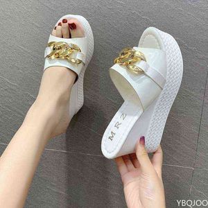 Keten Hoge Hakken Slippers Vrouwen Bruiloft Schoenen Zomer 2022 Wit Zwart Platform Wiggen Slides Dames Beac Y220409