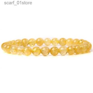 Chaîne de haute qualité Citrines perles Bracelet pour femmes hommes AAA Grade jaune Quartz cristal pierre Bracelet 6 8 MM bracelets extensibles bijoux L231115