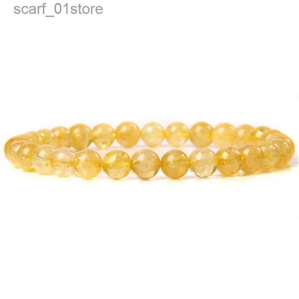 Chaîne de haute qualité Citrines perles Bracelet pour femmes hommes AAA Grade jaune Quartz cristal pierre Bracelet 6 8 MM bracelets extensibles bijoux L231115