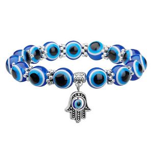 Keten Hoge Kwaliteit Mode Evil Blue Eye Acryl Kralen Ketting Armband Turkse Hamsahand Fatima Palm Armbanden Voor Vrouwen Me Dhgarden Dhkyd