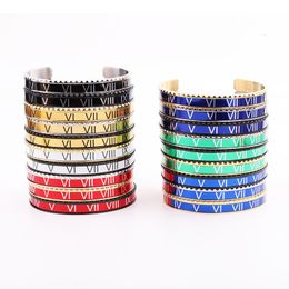 Ketting hoogwaardige sieraden armband 316L roestvrij staal kleurrijk Romeinse nummerale manchet armband mannen cadeau 230511