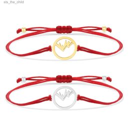 Chaîne Bracelet de perles de charme de montagne en acier inoxydable de haute qualité pour femmes fabriqué à la main avec des cordes rouges noires et grises bijoux réglables de plage d'étéC24326