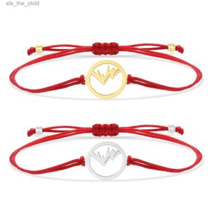 Chaîne Bracelet de perles de charme de montagne en acier inoxydable de haute qualité pour femmes fabriqué à la main avec des cordes rouges noires et grises bijoux réglables de plage d'étéC24326