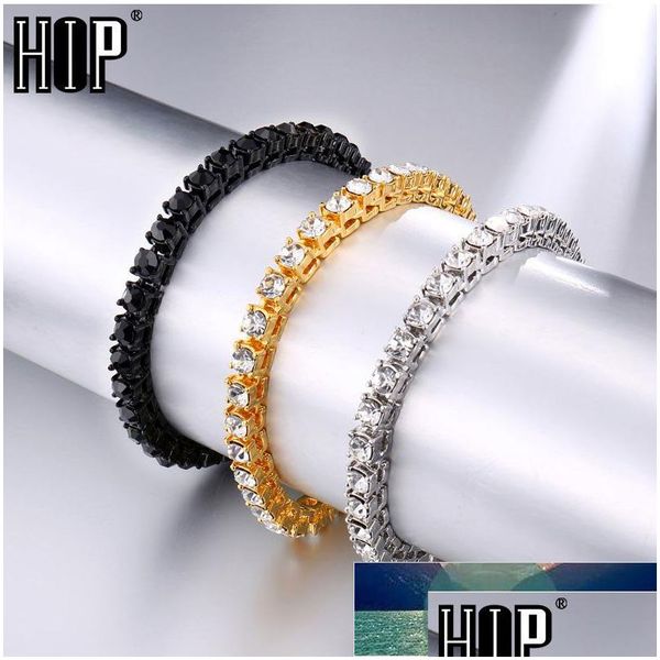 Chaîne Hip Hop Bling Iced Out Cubic Zirconia Bracelet Tennis Bracelets Strass Femmes Hommes 1 Rangée Cz Lien Bijoux Or Prix Usine Dh2Kx