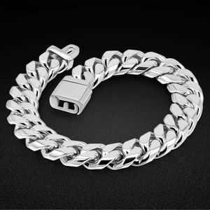 Chaîne Hot Street Fashion 925 STERLING Silver Fine 12 mm Widh Miami Cuban Chain Bracelet For Woman Party Gifts Accessoires Bijoux D240419