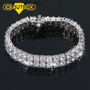 Chain Iced 2 Rij Zirkoon Tennisketting 10mm Brede Armband Goud Zilver Kleur Mannen Dubbele Kristal Vierkante CZ Bangle Geschenkdoos Drop Shipping YQ231208