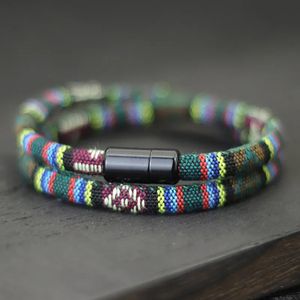 Chaîne chez les hommes bohême corde Bracelet attirer Magentic Braclet aventure survie Braslet Pulseras Hilo Hombre plage Surf Brazalete 231124