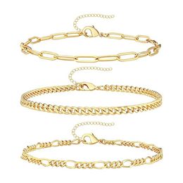 Cadena Estilo italiano Snake Figaro Cuban Paperclip Link Hip Hop Bk Joyería de 18k Gold Chapated Mujeres apilando pulseras Drop entrega DH3VA