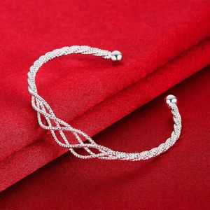 Keten juwelentop verstelbare 925 sterling zilveren armband manchet armband mesh ketting charmes sieraden voor vrouwen bruiloft heerlijk H240504