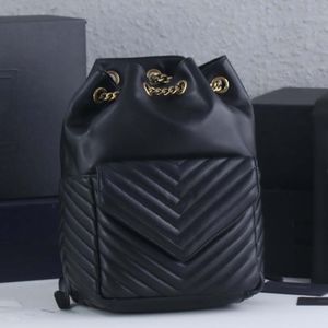 Chain Joe Sac à dos Femmes Sac à dos en forme de V Quilting Cuir véritable Grande capacité Poche Noir Sacs à bandoulière Sac à main Fourre-tout Bag333k