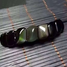 Keten JoursNeige Klassieke natuurlijke AAA Rainbow Eye Stone Zwarte Obsidiaan Armbanden Fijne speleologie S-vorm Handrij Sieraden Amulet Armbanden 231130