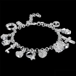 Keten kcrlp mode 925 sterling sier fijne zirkon hartvormige sleutel hanger armband geschikt voor dames feestgeschenken bruiloft accessori dhyid