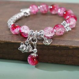 Chaîne Bracelets de perles de cristal exquises coréennes pour les femmes Bracelet de pendentif pour les femmes colorées