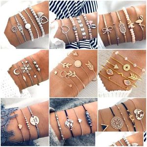 Chain Link Armbanden 30 Stijl Boho Bangle Olifant Hart Schelp Ster Maan Boog Kaart Kristal Kraal Armband Vrouwen Charme Party bruiloft Juweel Dhlxz