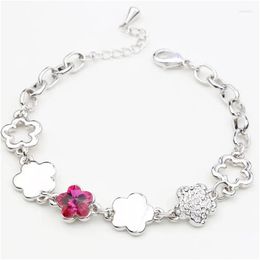 Bracelets à maillons de chaîne BN-00056 Authentique fleur de cristal autrichien pour femmes bijoux de mode coréenne et accessoires cadeau le 8 mars Wom Dhwlg