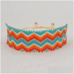 Bracelets à maillons de chaîne Boho Bijoux faits à la main Design Bijoux de plage d'été Miyuki Bracelet de perles de graines pour femmes Teen Girl Cadeau Psera Dro Ot8Aw