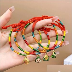 Bracelets de liaison chaîne Bracelet Bracelet de Style chinois Festival de bateau Dragon Boot Lovely Small Zongzi Children Hand Drop Lipt