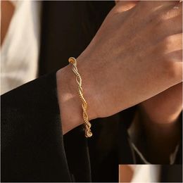 Bracelets à maillons de chaîne Style européen et américain Bracelet de bijoux de conception géométrique pour femmes Rétro Mode Ouverture en acier inoxydable Dro Ot2Av