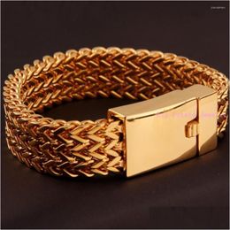 Chain Link Armbanden Mode 3Row Gouden Figaro Ketting 316L Roestvrij Staal Unieke Armband Voor Charmante Heren Manchet Sieraden 22Cm Dhgarden Dhjwo