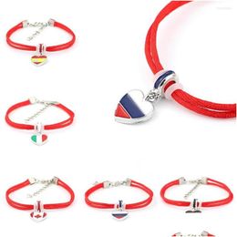 Chaîne Lien Bracelets À La Main Corde Tressée Fil Rouge Russie Canada Espagne Drapeau National Charme Vous Apporter Chanceux Peacef Drop Delivery Je Dh8M2