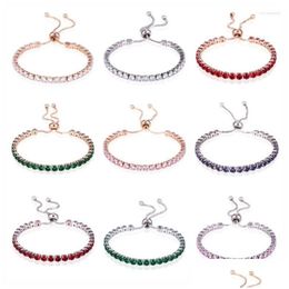 Chaîne Lien Bracelets Hocole 2022 Cristal À La Mode Pour Les Femmes De Mariage Bijoux De Mode Réglable Charme Strass Chaîne Bracelet Bracelets Dhz5W