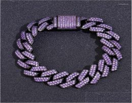 Браслеты-цепочки Iced Out Цепи для мужчин и женщин 15 мм Черный Фиолетовый кубинский браслет из камня Cz Хип-хоп Ювелирные изделия Прямая доставка Dh2Hm254554739