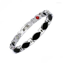 Chaîne Lien Bracelets Hommes En Acier Inoxydable Bracelet De Thérapie Magnétique Germanium Bijoux Bracelet 4 En 1 Femmes Bracelets En Bonne Santé Drop Del Dhacv